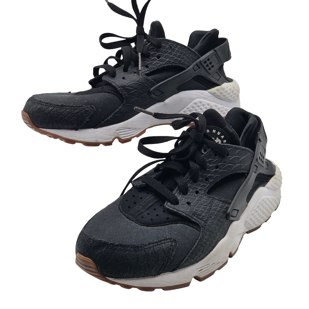 Nike Air Huarache Shoes Mens 8.5 Black Gum Reptile Sneakers 859429-005